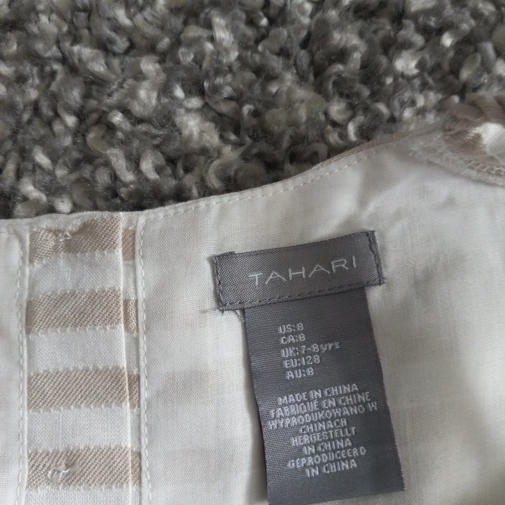 Tahari Girl Dress White And Cream Striped Size 8 - Picture 5 of 10